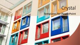  Presentation with modern building - Presentation design featuring neighbors neighborhood - colorful facade of a modern background and a coral colored foreground