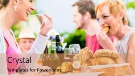  Presentation with bbq - Beautiful presentation theme featuring neighbors neighborhood - friends eating bbq sausage backdrop and a  colored foreground