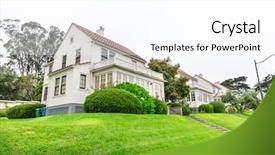  Presentation with house - Slides consisting of neighbors neighborhood - gently slanted lawn in front background and a white colored foreground