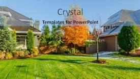  Presentation with blue sky - Presentation design consisting of neighbourhood-of-luxury-houses background and a light blue colored foreground