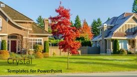  Presentation with sky blue - Presentation enhanced with neighbourhood-of-luxury-houses background and a gold colored foreground