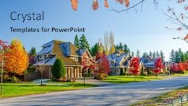  Presentation with blue sky - PPT layouts featuring neighbourhood-of-luxury-houses background and a light blue colored foreground