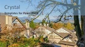  Presentation with blue sky - Presentation theme consisting of neighbourhood-of-luxury-houses background and a light blue colored foreground