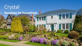  Presentation with 2022 - Presentation design consisting of neighbourhood-of-luxury-houses background and a teal colored foreground