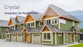  Presentation with 2022 - PPT theme featuring neighbourhood-of-luxury-houses background and a sky blue colored foreground