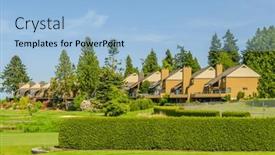  Presentation with 2022 - Presentation theme consisting of neighbourhood-of-luxury-houses background and a light blue colored foreground