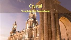  Presentation with church - Beautiful PPT theme featuring neo classic - arequipa peru view backdrop and a tawny brown colored foreground