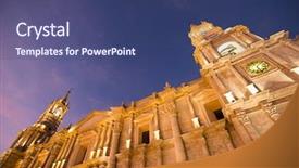  Presentation with church - PPT layouts with neo classic - arequipa peru view background and a ocean colored foreground