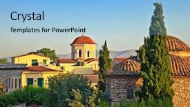  Presentation with area - Slide deck enhanced with neo classic - church in plaka area athens background and a light blue colored foreground