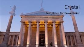  Presentation with academy award nominations - Audience pleasing presentation theme consisting of neo classic - entrance of academy of athens backdrop and a light blue colored foreground