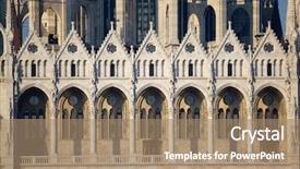  Presentation with parliament - Presentation enhanced with neo classic - hungarian parliament building detail background and a coral colored foreground