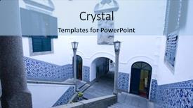  Presentation with cultural heritage - Beautiful PPT theme featuring neo classic - leal senado macao world heritage backdrop and a light blue colored foreground