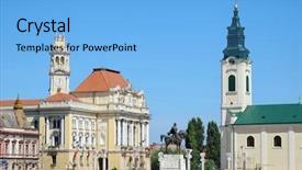  Presentation with paving - Beautiful theme featuring neo classic - oradea city town hall backdrop and a light blue colored foreground