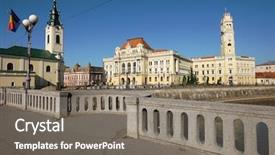  Presentation with town hall - Theme enhanced with neo classic - oradea city town hall background and a gray colored foreground