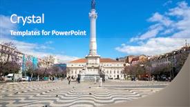  Presentation with square - Amazing theme having neo classic - rossio square with statue backdrop and a teal colored foreground