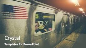  Presentation with new york - Slide deck consisting of neo noir - new york subway train moving background and a gray colored foreground