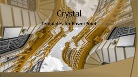  Presentation with 3d architecture abstract - Slides with neoclassical building with great curve background and a coral colored foreground