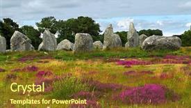  Presentation with prehistoric - Beautiful presentation theme featuring neolithic - heather blooming among prehistoric megalithic backdrop and a tawny brown colored foreground