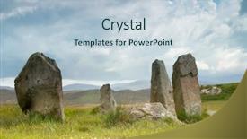  Presentation with neolithic - Audience pleasing presentation theme consisting of neolithic - megalithic stone circle of 3000 backdrop and a lemonade colored foreground