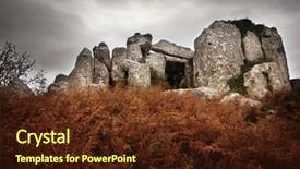  Presentation with neolithic - Presentation design featuring neolithic - prehistorical granite dolmen temple background and a tawny brown colored foreground
