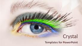  Presentation with blue neon - Theme featuring neon blue - macro shot of an eye background and a lemonade colored foreground