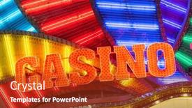  Presentation with 80s era neon lights sign - Presentation theme with neon-casino-sign-lit-up background and a crimson colored foreground