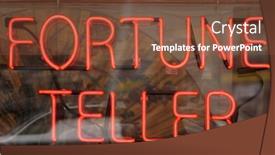  Presentation with fortune teller - Cool new PPT layouts with neon fortune teller sign backdrop and a tawny brown colored foreground