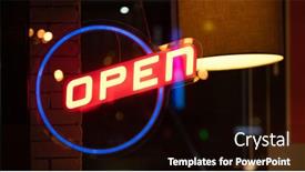  Presentation with dark night - PPT theme having neon-glowing-sign-open background and a black colored foreground