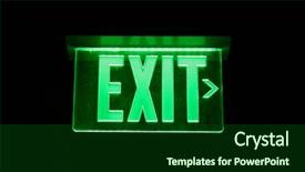  Presentation with neon - Amazing PPT theme having neon green exit sign set backdrop and a forest green colored foreground