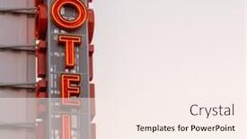  Presentation with vertical - PPT theme having neon-hotel-sign background and a sky blue colored foreground