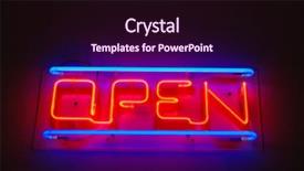  Presentation with neon - Presentation theme with neon inviting inscription open background and a wine colored foreground