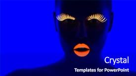  Presentation with lipstick - PPT layouts consisting of neon light - close-up portrait of young woman background and a black colored foreground