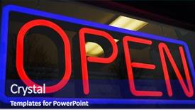  Presentation with blue neon - Audience pleasing theme consisting of blue neon open sign backdrop and a navy blue colored foreground