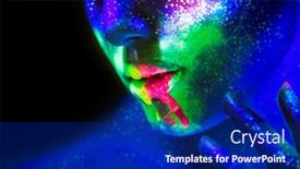  Presentation with paint art - Colorful presentation enhanced with neon-paint-lips-and-face backdrop and a navy blue colored foreground
