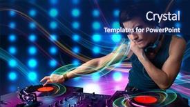  Presentation with party lights - PPT theme consisting of neon party - attractive young dj mixing records background and a  colored foreground