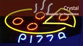  Presentation with neon - Amazing presentation theme having neon pizza sign on black backdrop and a wine colored foreground