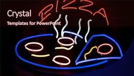  Presentation with neon - Audience pleasing presentation theme consisting of neon pizza sign in the night backdrop and a wine colored foreground