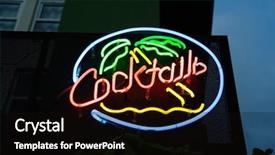  Presentation with shining blossom - Cool new presentation design with neon shining signboard at night backdrop and a black colored foreground