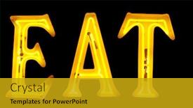  Presentation with eat - Theme consisting of neon sign with the word eat over black background and a gold colored foreground