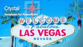  Presentation with las vegas sign - Amazing slide deck having neon star - famous las vegas sign backdrop and a teal colored foreground