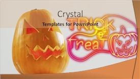  Presentation with neon - PPT theme enhanced with neon-trick-or-treat-text background and a yellow colored foreground