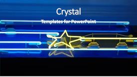  Presentation with blue neon - Theme featuring neon yellow star and blue background and a ocean colored foreground