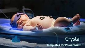  Presentation with treatment - Cool new PPT theme with neonatal - newborn baby with jaundice getting backdrop and a navy blue colored foreground