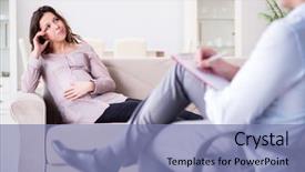  Presentation with neonatal - Beautiful presentation design featuring neonatal - pregnant woman visiting psychologist doctor backdrop and a seafoam green colored foreground