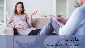  Presentation with doctor visiting family - Audience pleasing theme consisting of neonatal - pregnant woman visiting psychologist doctor backdrop and a ocean colored foreground