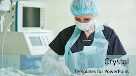  Presentation with resuscitation - Cool new slide deck with neonatal resuscitation doctor doing intensive backdrop and a light blue colored foreground