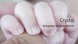  Presentation with newborn - Amazing presentation design having neonate growth - affection hand of newborn hands backdrop and a light gray colored foreground
