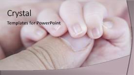  Presentation with neonate - Beautiful theme featuring neonate growth - baby hand of newborn hands backdrop and a light gray colored foreground