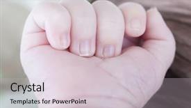  Presentation with newborn - Cool new PPT theme with neonate growth - child hand of newborn hands backdrop and a lemonade colored foreground