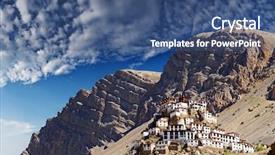  Presentation with monastery - PPT layouts having nepal - ki monastery in himalayas mountain background and a ocean colored foreground